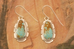 Genuine Number 8 Mine Turquoise Sterling Silver Earrings
